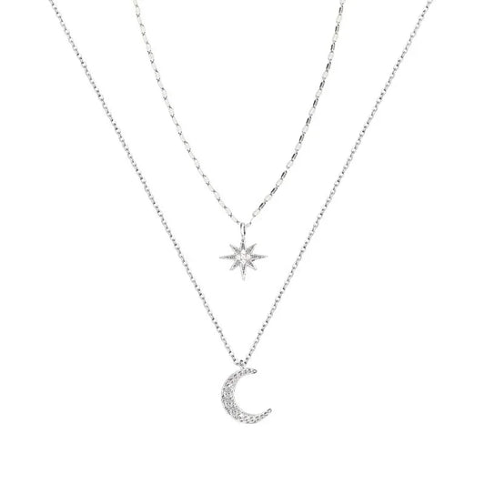 Collar de luna y estrella de plata